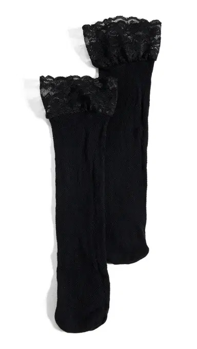 Stems Floral Fishnet Socks Black One Size | Thumbnail 6