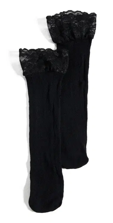 Stems Floral Fishnet Socks Black One Size | Thumbnail 1