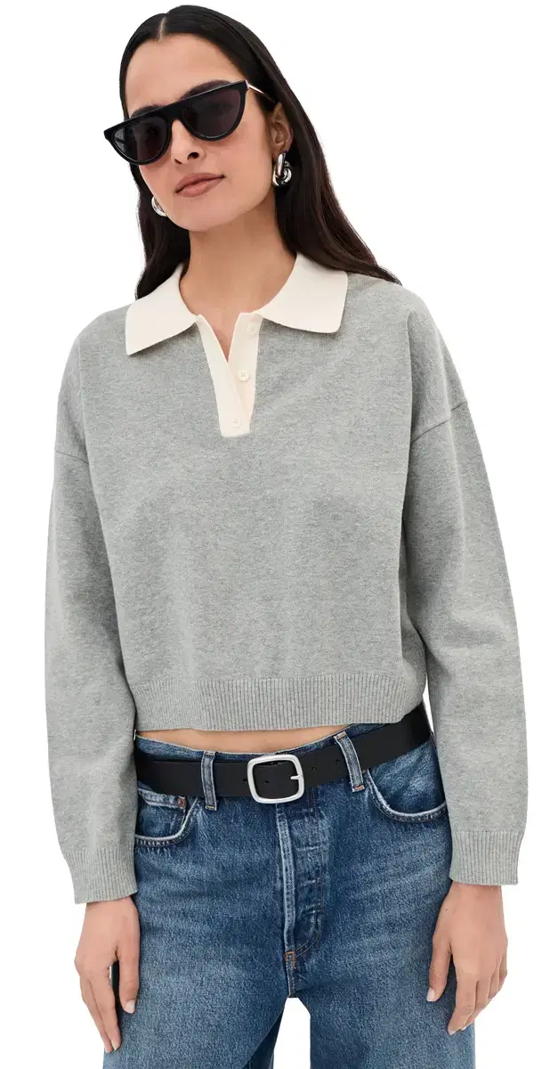 LE BOP Zadie Crop Polo Heather Grey