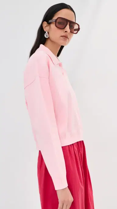 LE BOP Zadie Cropped Polo Pink L | Thumbnail 4 LE BOP Zadie Cropped Polo Pink L | Thumbnail 4