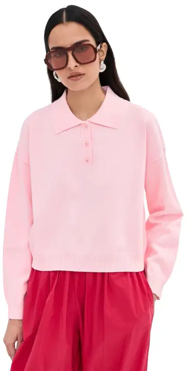 LE BOP Zadie Cropped Polo Pink L | Thumbnail 1 LE BOP Zadie Cropped Polo Pink L | Thumbnail 1