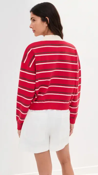 LE BOP Zadie Crop Polo Goji Stripe | Thumbnail 3 LE BOP Zadie Crop Polo Goji Stripe | Thumbnail 3
