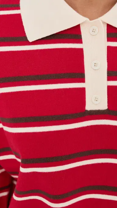 LE BOP Zadie Crop Polo Goji Stripe | Thumbnail 6 LE BOP Zadie Crop Polo Goji Stripe | Thumbnail 6