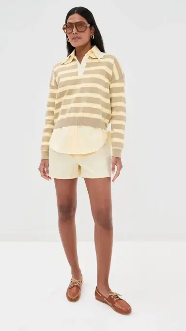 LE BOP Zadie Crop Polo Almond Stripe | Thumbnail 5 LE BOP Zadie Crop Polo Almond Stripe | Thumbnail 5