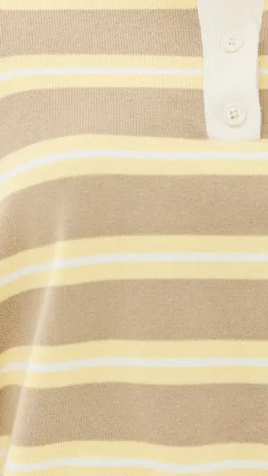 LE BOP Zadie Crop Polo Almond Stripe | Thumbnail 6 LE BOP Zadie Crop Polo Almond Stripe | Thumbnail 6