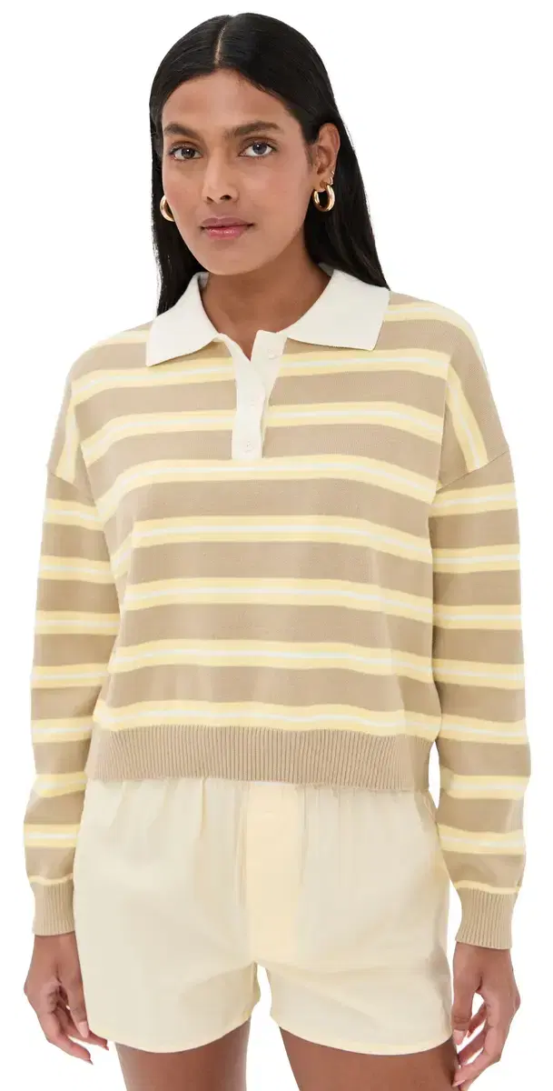 LE BOP Zadie Crop Polo Almond tripe