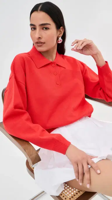 LE BOP Zadie Crop Polo Flame | Thumbnail 2