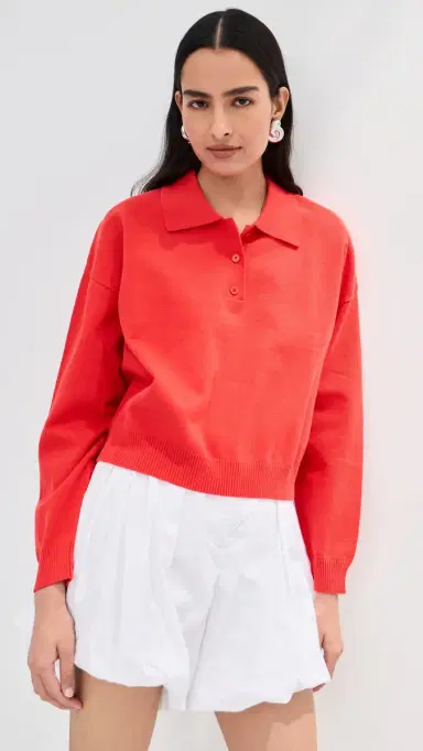 LE BOP Zadie Crop Polo Flame | Thumbnail 3