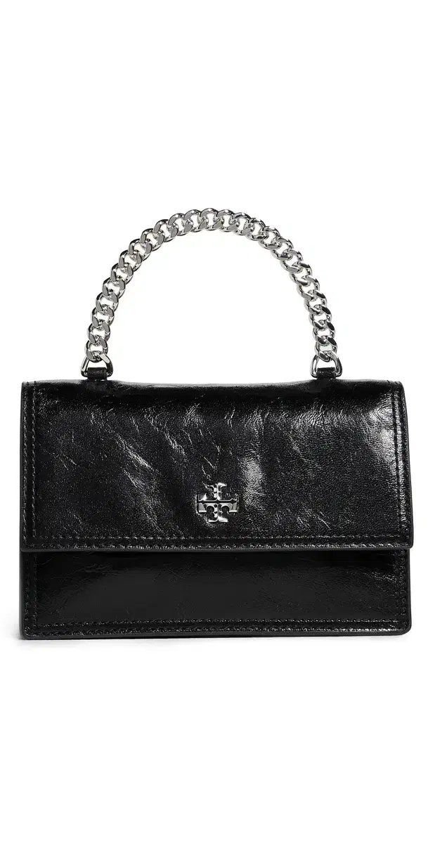 Tory Burch Kira Deconstructed Mini Top Handle Chain Wallet Black One Size