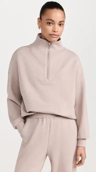 Varley Hawley Half Zip Sweat Taupe Marl L | Thumbnail 2 Varley Hawley Half Zip Sweat Taupe Marl L | Thumbnail 2