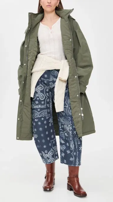 Free People Good Luck Printed Barrel Jeans Navy Bandana | Thumbnail 5