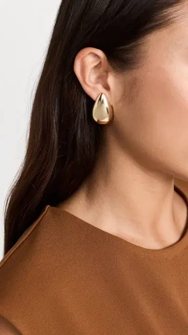 By Adina Eden Solid Chunky Teardrop Hoop Earrings | Thumbnail 3