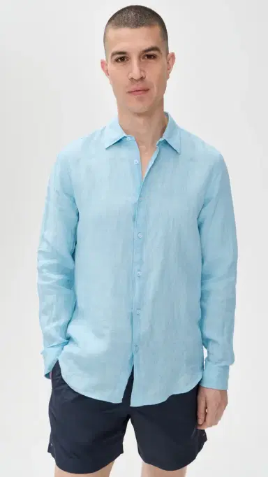 Orlebar Brown Giles Lino Stitched Shirt Riviera | Thumbnail 2 Orlebar Brown Giles Lino Stitched Shirt Riviera | Thumbnail 2