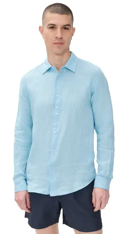 Orlebar Brown Giles Lino Stitched Shirt Riviera | Thumbnail 1 Orlebar Brown Giles Lino Stitched Shirt Riviera | Thumbnail 1