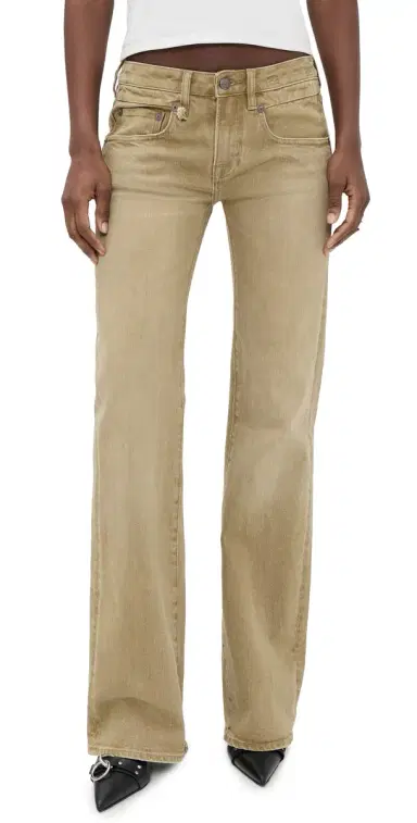 R13 Boy Flare Jeans Olive Green Haze Stretch | Thumbnail 1