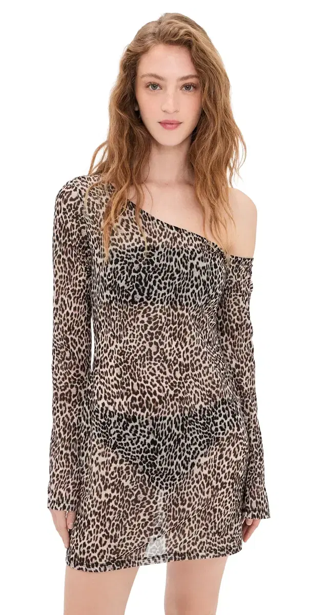 Good American Asymmetric esh ini Coverup Dress lucky leopard001