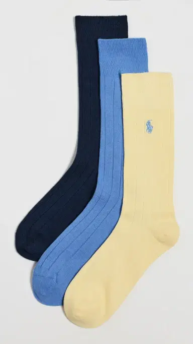 Polo Ralph Lauren Cotton Rib Socks 3 Pack Sftbl 10-13 | Thumbnail 2