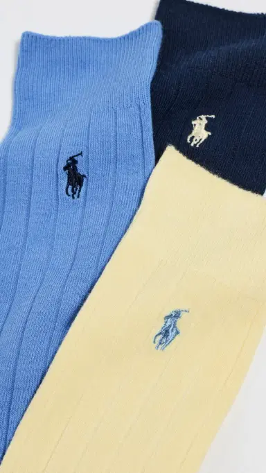 Polo Ralph Lauren Cotton Rib Socks 3 Pack Sftbl 10-13 | Thumbnail 3