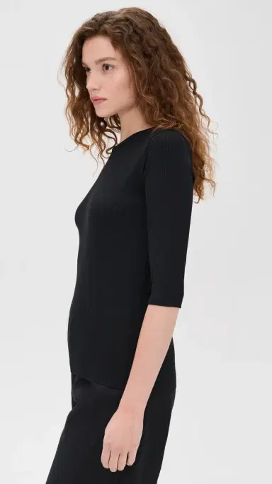 Vince Elbow Sleeve Crew Tee Black XS | Thumbnail 4 Vince Elbow Sleeve Crew Tee Black XS | Thumbnail 4