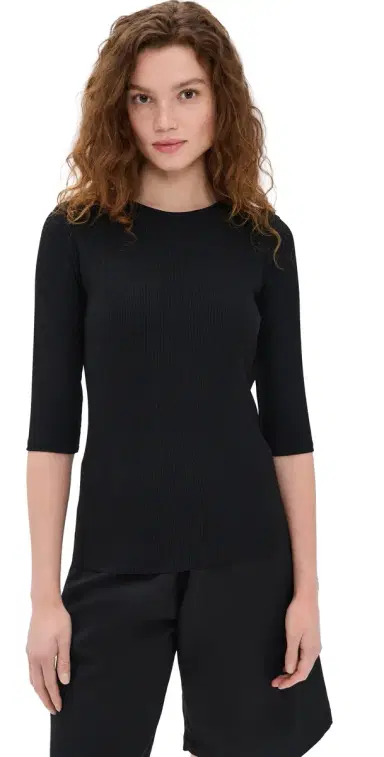 Vince Elbow Sleeve Crew Tee Black XS | Thumbnail 1 Vince Elbow Sleeve Crew Tee Black XS | Thumbnail 1