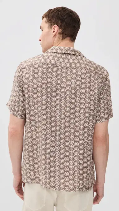 Faherty Short Sleeve Palma Linen Camp Shirt Shore Sun Woodblock | Thumbnail 3 Faherty Short Sleeve Palma Linen Camp Shirt Shore Sun Woodblock | Thumbnail 3