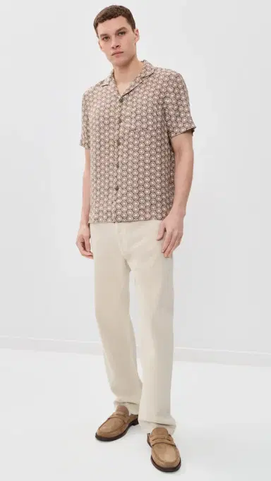 Faherty Short Sleeve Palma Linen Camp Shirt Shore Sun Woodblock | Thumbnail 5 Faherty Short Sleeve Palma Linen Camp Shirt Shore Sun Woodblock | Thumbnail 5