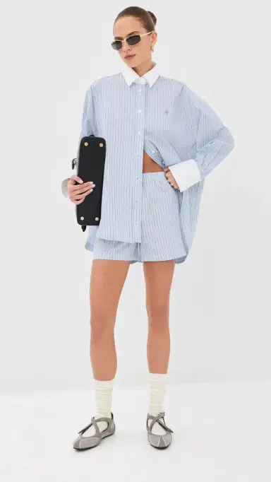 The Attico Stripe Shorts Light Blue/White 36 | Thumbnail 2