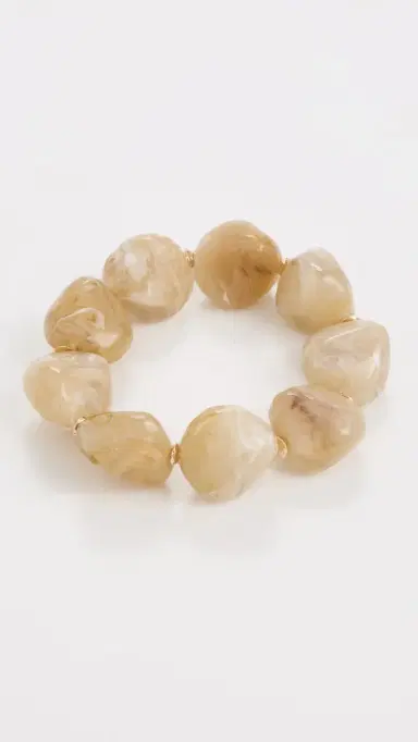 By Adina Eden Neutral Stone Beaded Stretch Bracelet | Thumbnail 2