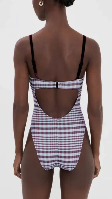 Good American Plaid Drawstring Swimsuit fig plaid | Thumbnail 3 Good American Plaid Drawstring Swimsuit fig plaid | Thumbnail 3