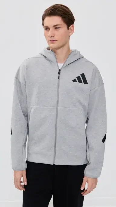 Adidas Z. N.E. Full Zip Sweatshirt Medium Grey Heather M | Thumbnail 2 Adidas Z. N.E. Full Zip Sweatshirt Medium Grey Heather M | Thumbnail 2