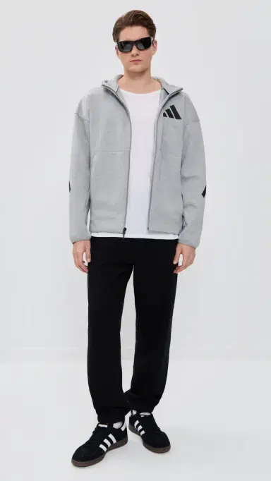Adidas Z. N.E. Full Zip Sweatshirt Medium Grey Heather M | Thumbnail 5 Adidas Z. N.E. Full Zip Sweatshirt Medium Grey Heather M | Thumbnail 5