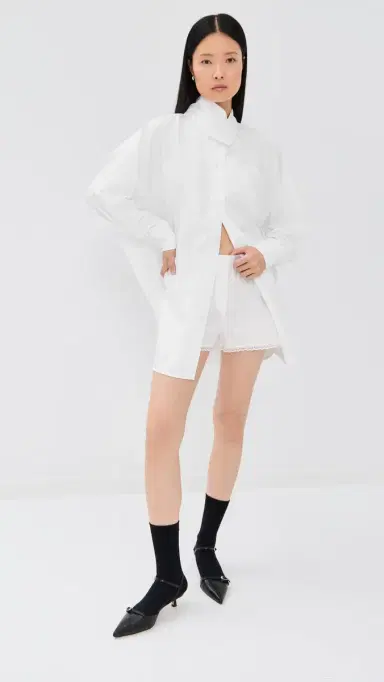 Meryll Rogge Boule Dress with Jersey Sleeves White | Thumbnail 5