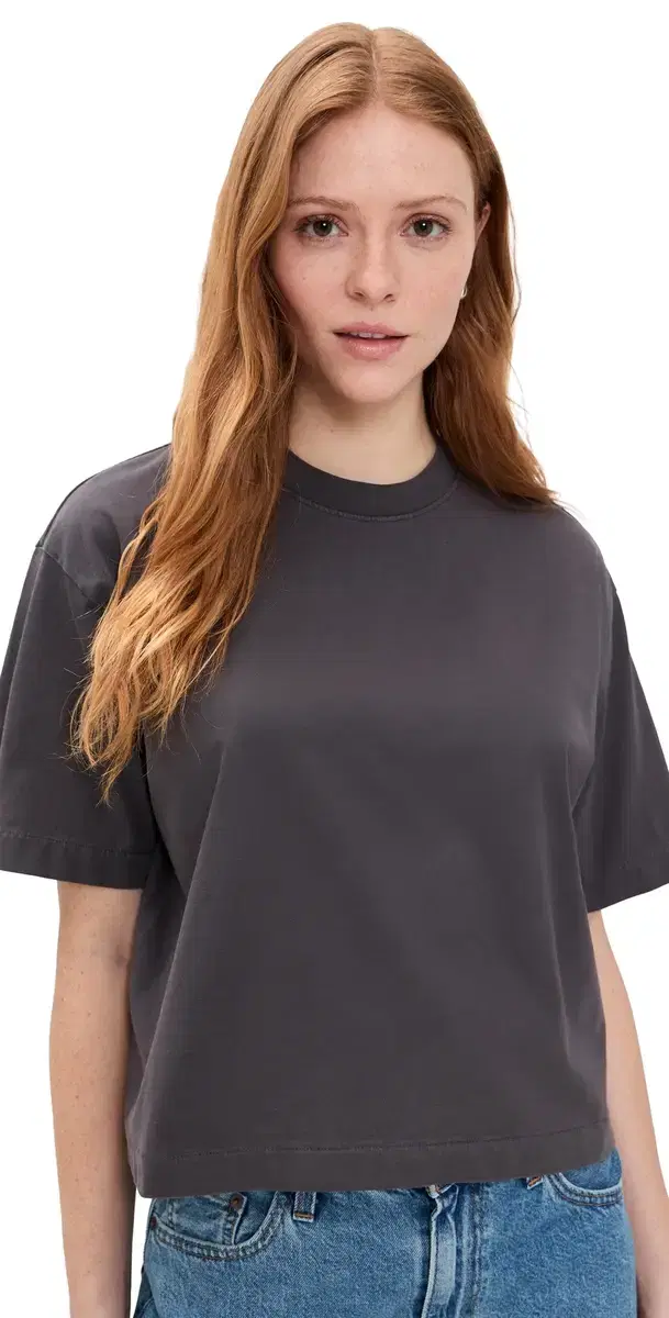 The Boxy Crop Tee In Allday Jersey Black Coal