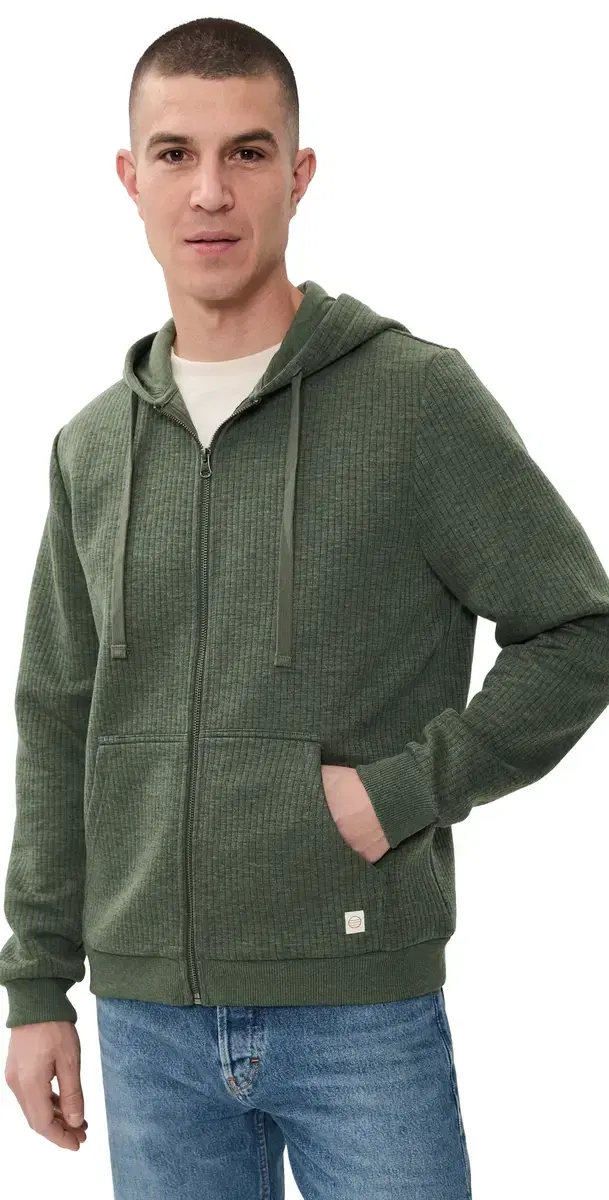 Corbet Quilted Zip Hoodie Olive