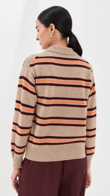 Daughter & Edith Stripe Polo Sweater Dark Natural Stripe | Thumbnail 3 Daughter & Edith Stripe Polo Sweater Dark Natural Stripe | Thumbnail 3