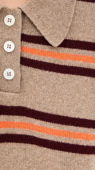 Daughter & Edith Stripe Polo Sweater Dark Natural Stripe | Thumbnail 6 Daughter & Edith Stripe Polo Sweater Dark Natural Stripe | Thumbnail 6