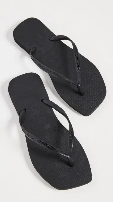 Havaianas Slim Square Solid Flip Flops Black 11/12 | Thumbnail 2