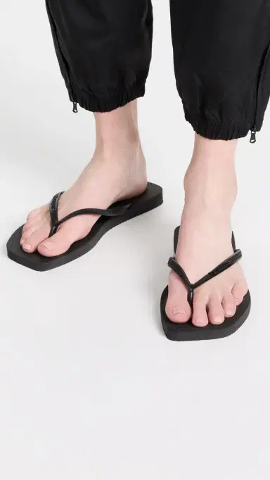 Havaianas Slim Square Solid Flip Flops Black 11/12 | Thumbnail 3
