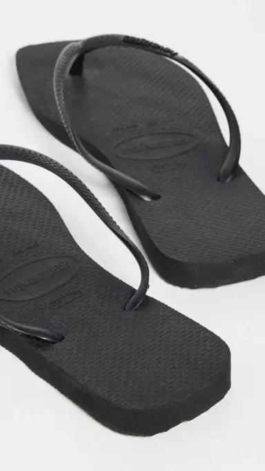 Havaianas Slim Square Solid Flip Flops Black 11/12 | Thumbnail 4