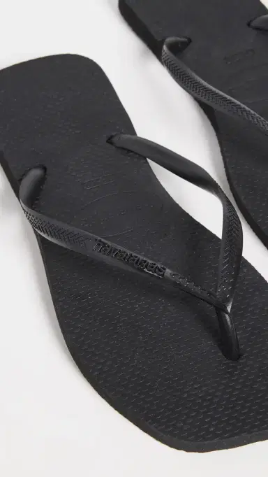 Havaianas Slim Square Solid Flip Flops Black 11/12 | Thumbnail 6