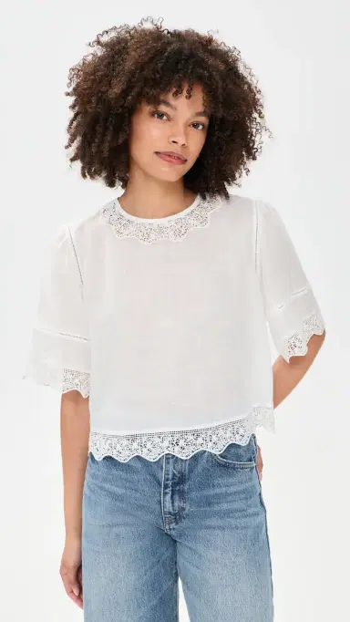 Frame The Embroidered Top White L | Thumbnail 2 Frame The Embroidered Top White L | Thumbnail 2