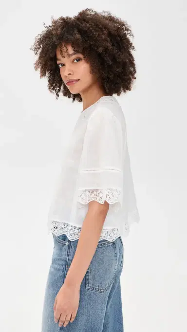 Frame The Embroidered Top White L | Thumbnail 4 Frame The Embroidered Top White L | Thumbnail 4