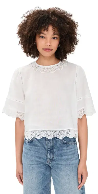 Frame The Embroidered Top White L | Thumbnail 1 Frame The Embroidered Top White L | Thumbnail 1