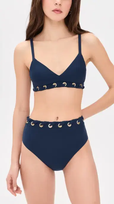 Stylest DreamSculpt Grommet Push Up Bra Bikini Top Navy L | Thumbnail 5