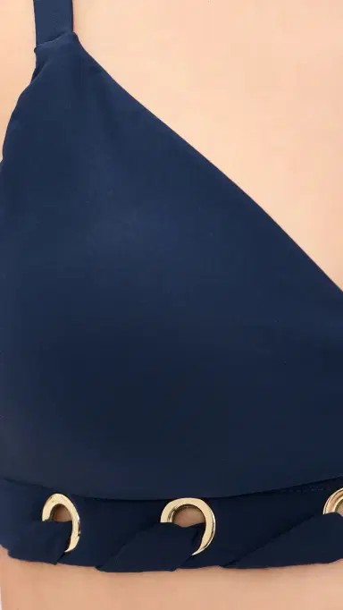 Stylest DreamSculpt Grommet Push Up Bra Bikini Top Navy L | Thumbnail 6