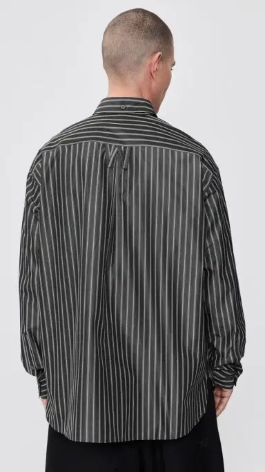 Willy Chavarria Veterano Button Down Shirt Black/White Stripe | Thumbnail 3