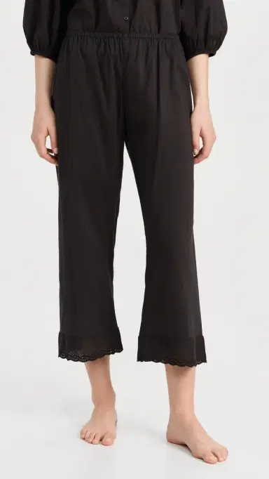 The Great. THE GREAT. The Eyelet Easy Sleep Pants Black 0 | Thumbnail 2