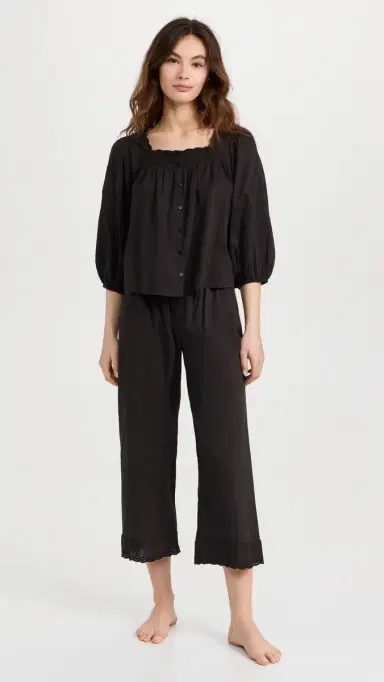 The Great. THE GREAT. The Eyelet Easy Sleep Pants Black 0 | Thumbnail 5