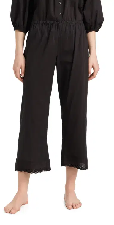 The Great. THE GREAT. The Eyelet Easy Sleep Pants Black 0 | Thumbnail 1
