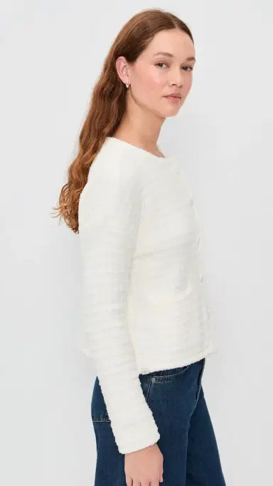 Barefoot Dreams Cozy Chic Textured Button Front Cardigan Pearl | Thumbnail 4 Barefoot Dreams Cozy Chic Textured Button Front Cardigan Pearl | Thumbnail 4